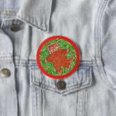 GINGERBREAD KAT Ronde Pin Button / Rood (In situ)