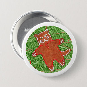 GINGERBREAD KAT Ronde Pin Button / Wit