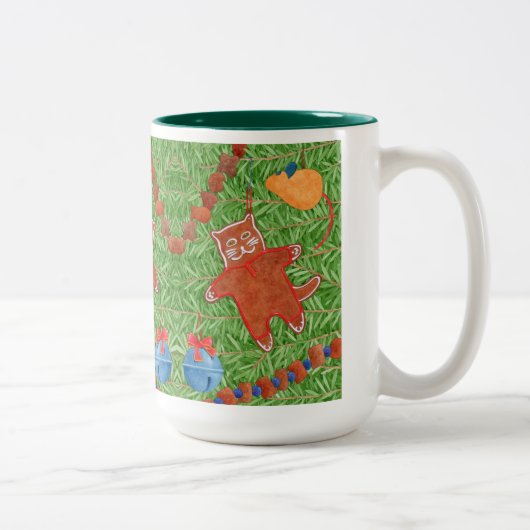 GINGERBREAD KAT Tall Hunter Groene Two-Tone Mok (Rechts)