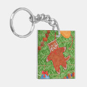 GINGERBREAD KAT Vierkante Acryl Sleutelhanger (Voorkant Links)
