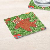 GINGERBREAD KAT Vierkante Papier Onderzetters (Schuin)