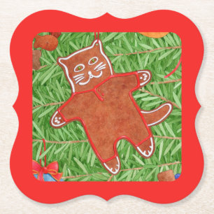 GINGERBREAD KATTEN beugel papier Onderzetters / ro