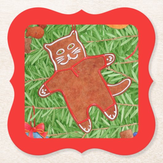 GINGERBREAD KATTEN beugel papier Onderzetters / ro (Voorkant)