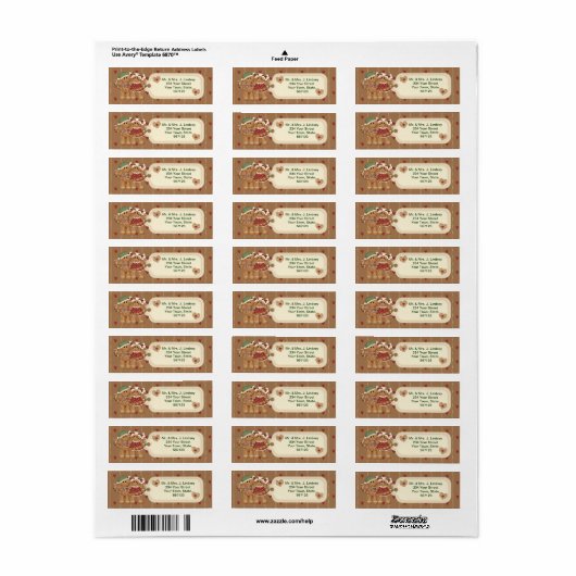 Gingerbread Kerst Adresetiketten Etiket (Full Sheet)