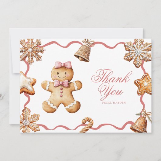 Gingerbread | Kerst baby shower Bedankkaart (Voorkant)