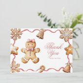 Gingerbread | Kerst baby shower Bedankkaart (Staand voorkant)