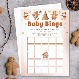 Gingerbread Kerst Baby shower Bingo Spel Kaart