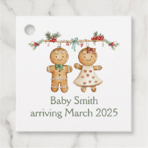 Gingerbread Kerst baby shower gunst cadeau labels