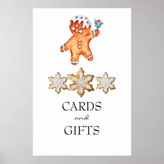 Gingerbread | Kerst Baby Shower Kaarten & Cadeaus Poster (Voorkant)