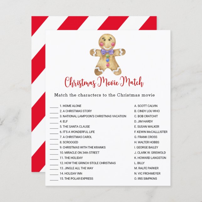 Gingerbread - Kerst Film Match Game