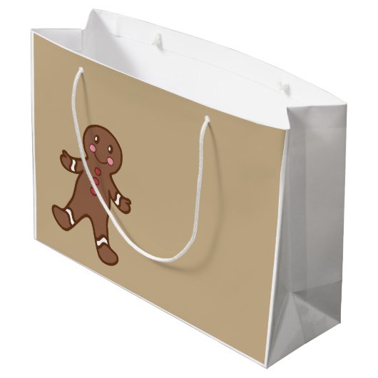 Gingerbread Kerst Gift Bag Groot Cadeauzakje (Achterkant Gekanteld)