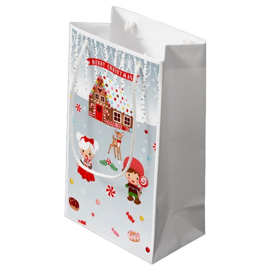 Gingerbread Kerst Gift Paper Bag Klein Cadeauzakje (Achterkant Gekanteld)