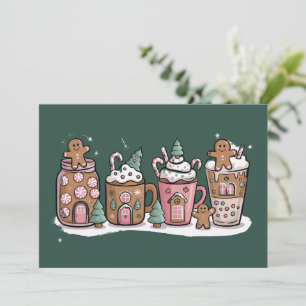 Gingerbread Kerst Koffie Liefhebber Latte Drank  Feestdagenkaart
