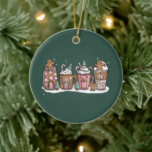 Gingerbread Kerst Koffie Liefhebber Latte Drank Keramisch Ornament
