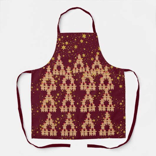 Gingerbread Kerstbomen rood Schort (Voorkant)