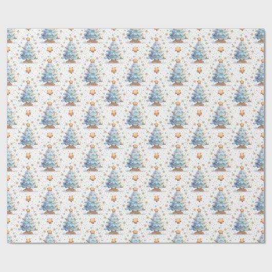 Gingerbread Kerstboom Cookies Sterren Cadeaupapier (Vlak)