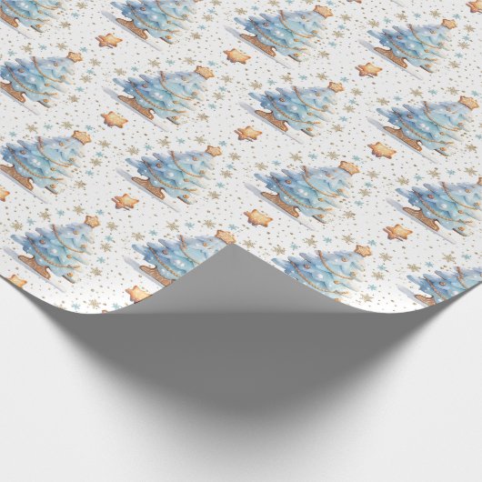 Gingerbread Kerstboom Cookies Sterren Cadeaupapier (Hoek)