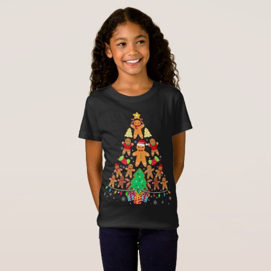 Gingerbread Kerstboom Xmas PJ's Pyjama T-shirt (Voorkant volledig)