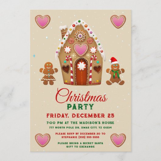 Gingerbread kerstfeest kaart (Voorkant)