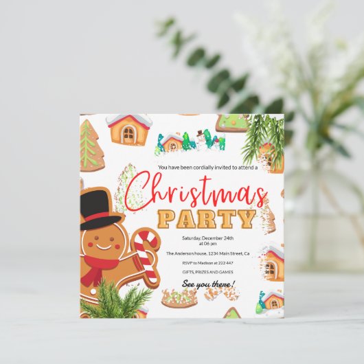 Gingerbread Kerstfeest Kaart (Staand voorkant)