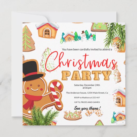 Gingerbread Kerstfeest Kaart (Voorkant)