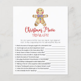 Gingerbread Kerstfilm TRIVIA QUIZ Game Kaart