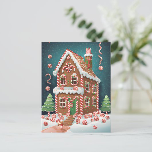 Gingerbread Kersthuis, Postkruising Briefkaart (Staand voorkant)