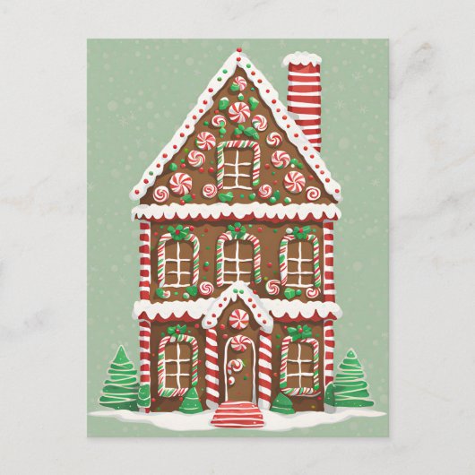 Gingerbread Kersthuis, Postkruising Briefkaart (Voorkant)