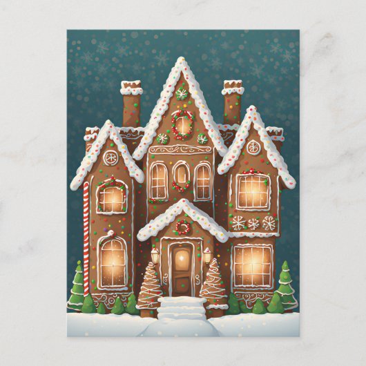 Gingerbread Kersthuis, Postkruising Briefkaart (Voorkant)