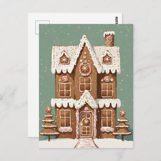 Gingerbread Kersthuis, Postkruising Briefkaart (Voorkant / Achterkant)