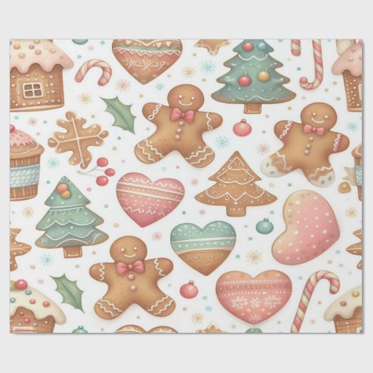 Gingerbread kerstinpakpapier cadeaupapier (Vlak)