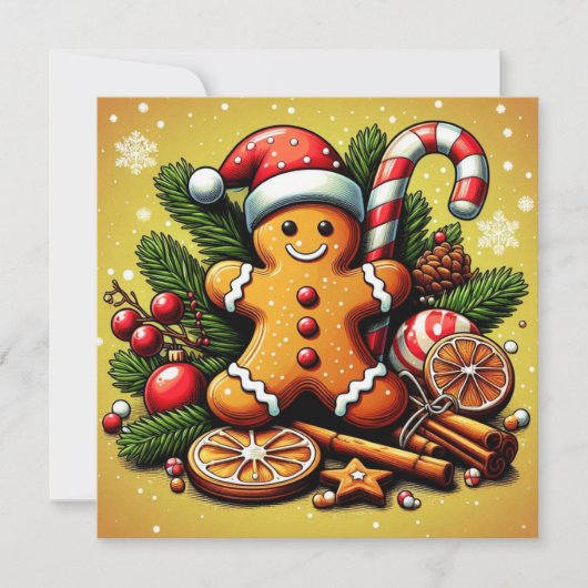 Gingerbread kerstkaart! feestdagenkaart (Voorkant)