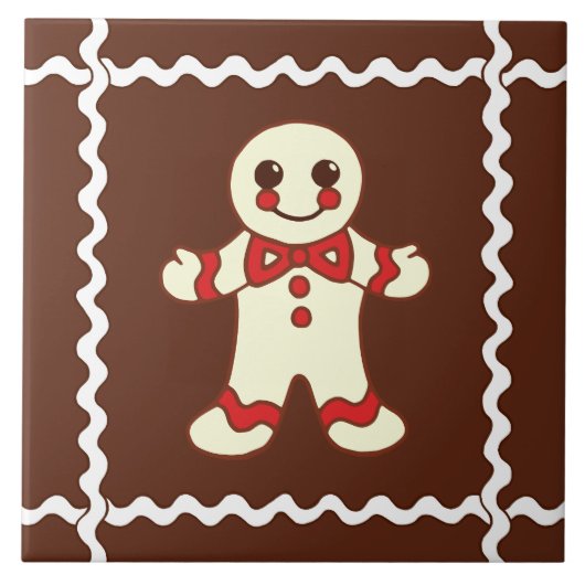 Gingerbread Kerstkoekje Keuken Trivet Tegel Tegeltje (Voorkant)