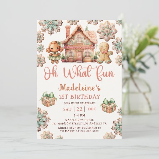 Gingerbread Kerstkoekje Verjaardag Oh Wat leuk Kaart (Staand voorkant)