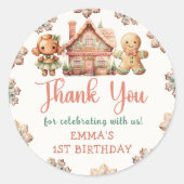 Gingerbread Kerstkoekje Verjaardagsfeest Ronde Sticker (Voorkant)