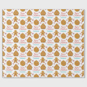 Gingerbread Kerstkoekjes Aangepaste Naam Feestdage Cadeaupapier (Vlak)