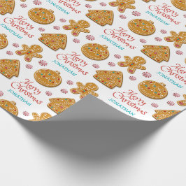 Gingerbread Kerstkoekjes Aangepaste Naam Feestdage Cadeaupapier