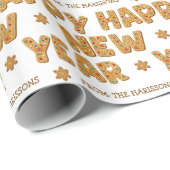 Gingerbread Kerstkoekjes Aangepaste naam Nieuwjaar Cadeaupapier (Rol Hoek)