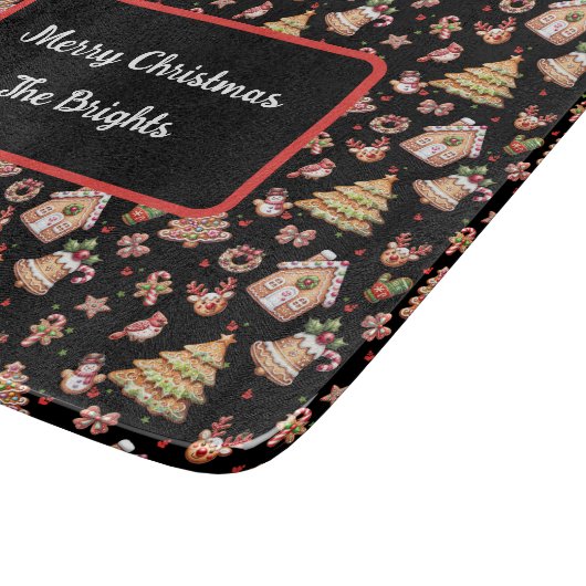 Gingerbread Kerstkoekjes op zwarte achtergrond Snijplank (Hoek)