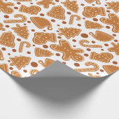 Gingerbread Kerstkoekjes Wit Naadloos Cadeau Cadeaupapier (Hoek)