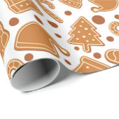 Gingerbread Kerstkoekjes Wit Naadloos Cadeau Cadeaupapier (Rol Hoek)