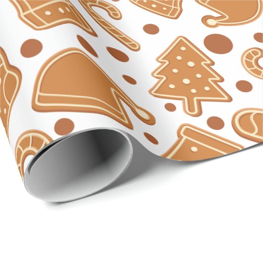Gingerbread Kerstkoekjes Wit Naadloos Cadeau Cadeaupapier (Rol Hoek)