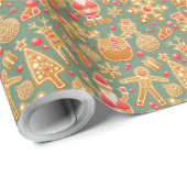 Gingerbread Kerstman Cadeaupapier (Rol Hoek)