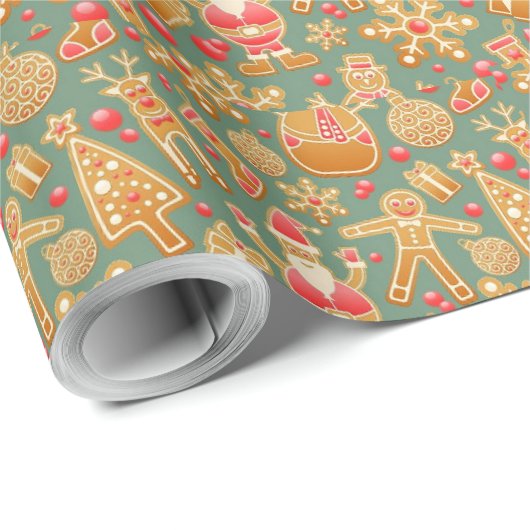 Gingerbread Kerstman Cadeaupapier (Rol Hoek)