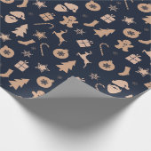 Gingerbread, kerstman en kerstboompatroon cadeaupapier (Hoek)