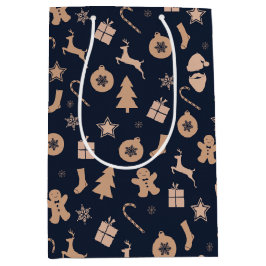 Gingerbread, kerstman en kerstboompatroon medium cadeauzakje