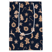 Gingerbread, kerstman en kerstboompatroon medium cadeauzakje (Achterkant)