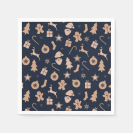 Gingerbread, kerstman en kerstboompatroon servet