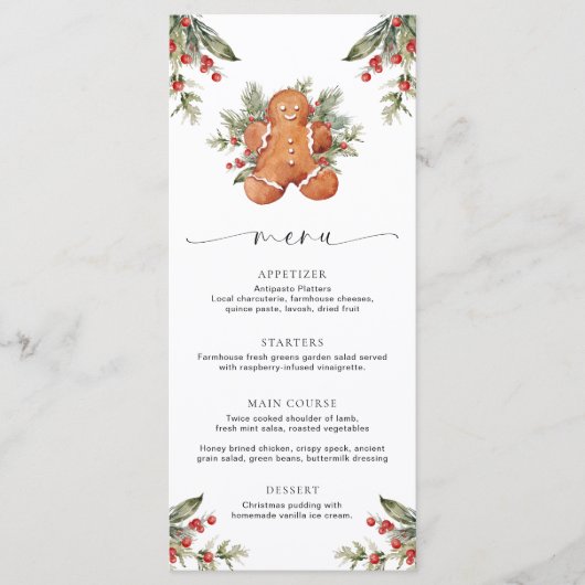 Gingerbread Kerstmenu Menu (Voorkant)