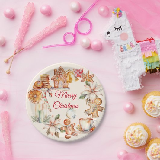 Gingerbread Kerstmis Diner Party Papieren Bordje (Feest)